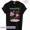 Merry Christmas Flamingo Ho Ho glitter print T shirt