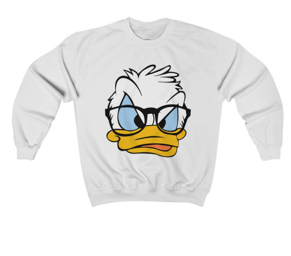 White Long Sleeve Donald Duck Print Sweatshirt cho